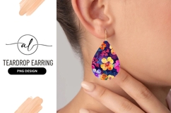 Watercolor Floral Teardrop Earring Png Illustration Product Image 1