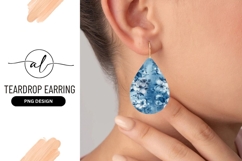 Blue Floral Teardrop Earring Png Design Product Image 1