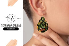 Watercolor Trees Pattern Teardrop Earring Png Design Product Image 1