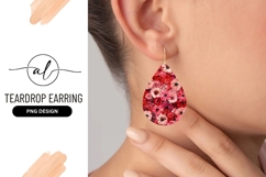 Red And Pink Floral Teardrop Earring Png Product Image 1
