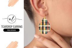 Abstract Plaid Pattern Teardrop Earring Png Design Product Image 1
