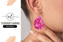 Pink Floral Teardrop Earring Png Element Product Image 1