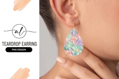 Pastel Paper Flowers In Teardrop Earring Png Product Image 1