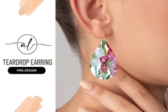 Watercolor Amaryllis Arrangement Teardrop Earring Png Design Product Image 1