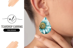 Teal and White Sunflower Floral Illustration with Gold Product Image 1