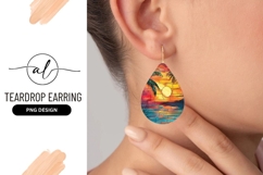 Stained Glass Sunset with Palm Trees and Sun over Ocean Product Image 1