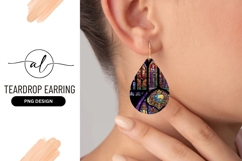 Ornate Stained Glass Art Teardrop Earring Png Product Image 1