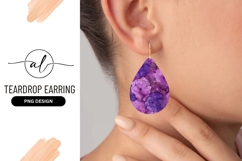 Purple Floral Teardrop Earring Png Design Product Image 1