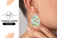 Floral Teacup Pattern Teardrop Earring Png Design Product Image 1