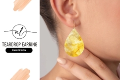 Golden Teardrop Earring With Abstract Watercolor Texture Product Image 1