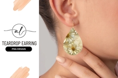 Floral Teardrop Earring Png With Daisy Design Product Image 1