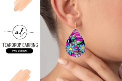 Colorful Stained Glass Flower Teardrop Earring Png Product Image 1