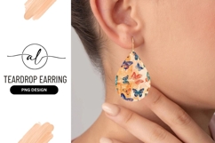 Colorful Butterflies On Artistic Teardrop Earring Png Product Image 1