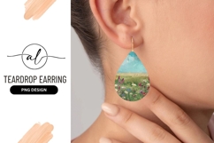 Watercolor Field Wildflower Teardrop Earring Png Design Product Image 1