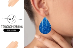 Blue Textured Teardrop Earring Png With Dripping Paint Product Image 1