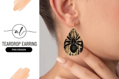Black And Gold Spider Teardrop Earring Png Product Image 1
