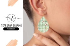 Floral and Butterfly Pattern on Green and White Checkered Product Image 1