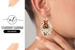 Watercolor Teddy Bears and Floral Elements Pattern on Cream Product Image 1