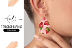 Watercolor Strawberry Pattern with Green Leaves on Pink Product Image 1