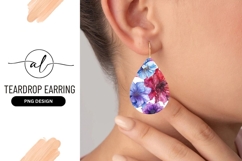 Watercolor Floral Teardrop Earring Png Design Product Image 1