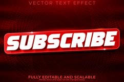 Subscribe button text effect editable red social media font Product Image 1