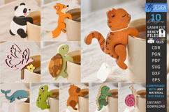 Cute Animals Tea Bag Holder Laser Cut Bundle | Tea Bag Clips Product Image 1