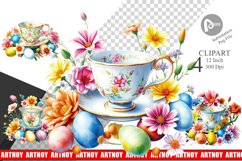 Tea Cup Easter Eggs Clipart Product Image 1