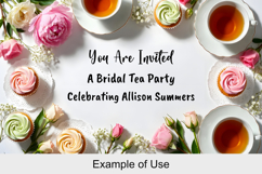 Fresh Floral Cupcakes Tea Party Flat Lay Background Mockup Product Image 2