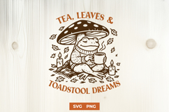 Toadstool Frog SVG | Tea Leaves Autumn Frog PNG | Cozy Fall Product Image 1