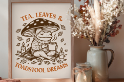 Toadstool Frog SVG | Tea Leaves Autumn Frog PNG | Cozy Fall Product Image 2