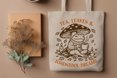 Toadstool Frog SVG | Tea Leaves Autumn Frog PNG | Cozy Fall Product Image 3