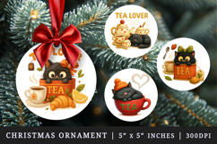 Tea Lover round ornaments sublimation design Product Image 1