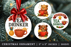 Tea Lover round ornaments sublimation design Product Image 1