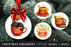 Tea Lover round ornaments sublimation design Product Image 1