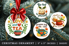 Tea Lover round ornaments sublimation design Product Image 1
