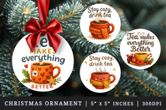 Tea Lover round ornaments sublimation design Product Image 1