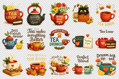 Tea Lover clipart printable sublimation bundle png Product Image 3