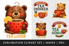 Tea Lover clipart printable sublimation design png Product Image 1