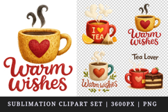 Tea Lover clipart printable sublimation design png Product Image 1