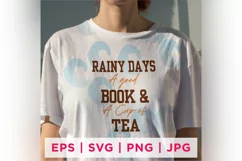 Rainy Days A Good Book & A Cup Of Tea Lover Quote Sticker Product Image 2