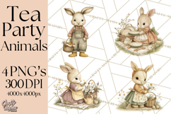 Vintage Spring Animals Clipart, Tea Party Picnic Png Product Image 1