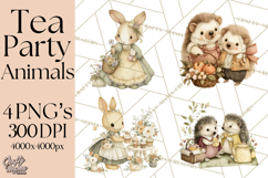 Vintage Spring Animals Clipart, Tea Party Picnic Png Product Image 1