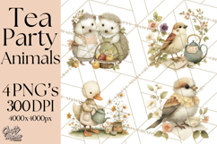Vintage Spring Animals Clipart, Tea Party Picnic Png Product Image 1