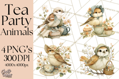 Vintage Spring Animals Clipart, Tea Party Picnic Png Product Image 1