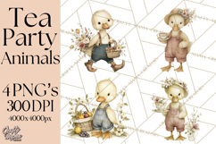 Vintage Spring Animals Clipart, Tea Party Picnic Png Product Image 1