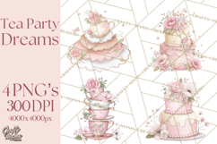 Tea Party Dreams PNG, Girly Pastel Desserts Teacups Clipart Product Image 1