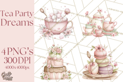 Tea Party Dreams PNG, Girly Pastel Desserts Teacups Clipart Product Image 1