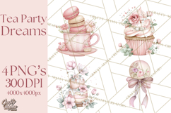 Tea Party Dreams PNG, Girly Pastel Desserts Teacups Clipart Product Image 1
