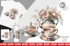 Watercolor Tea Set Clipart Product Image 1