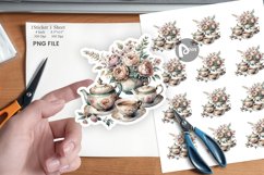 Watercolor Tea Set Sticker Product Image 1